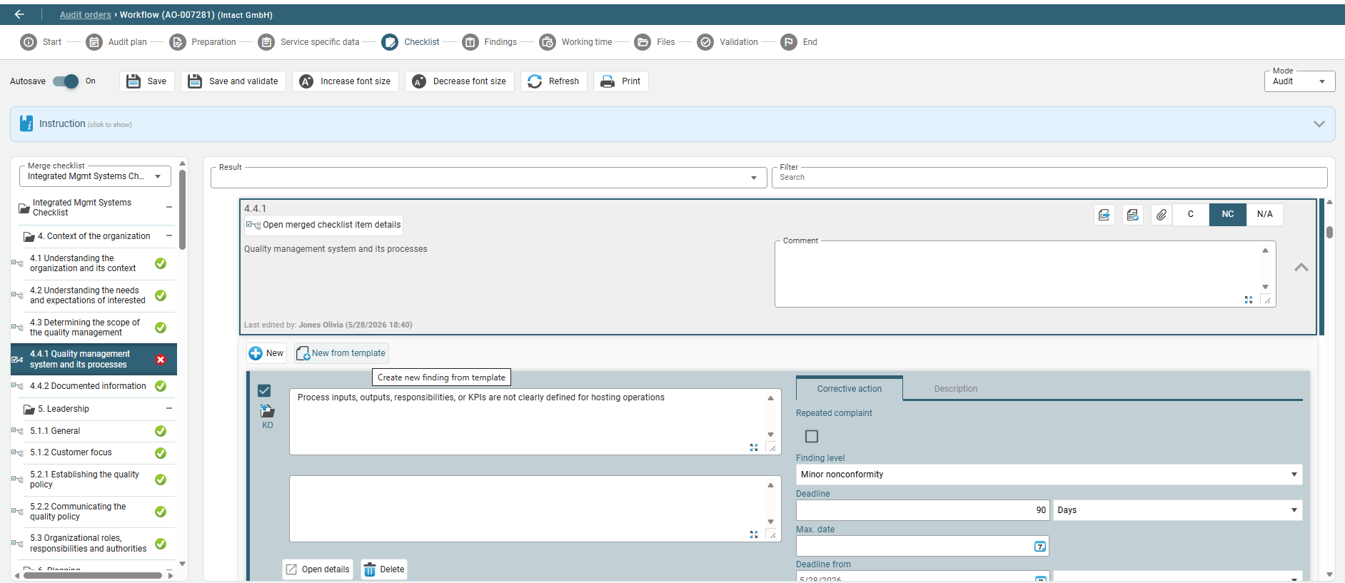 Audit Execution screenshot